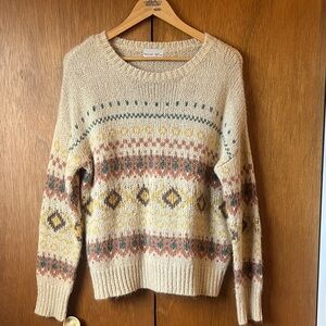 Sweater in Cream with Earth Tones
